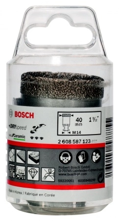 Коронка алмазная BOSCH Ф40х35мм М14 (DRY SPEED 2608587123)