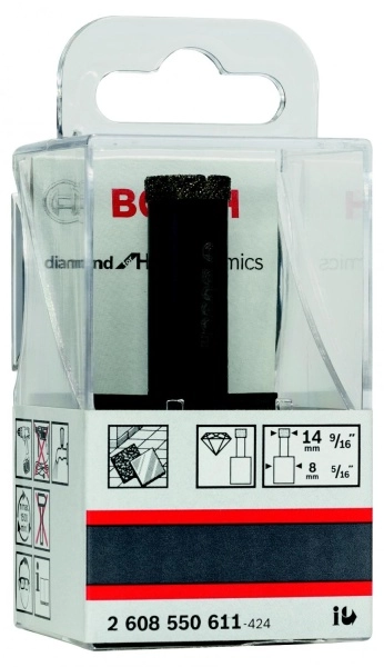 Коронка алмазная BOSCH Ф14х35мм резьба под адаптер (2608550611)