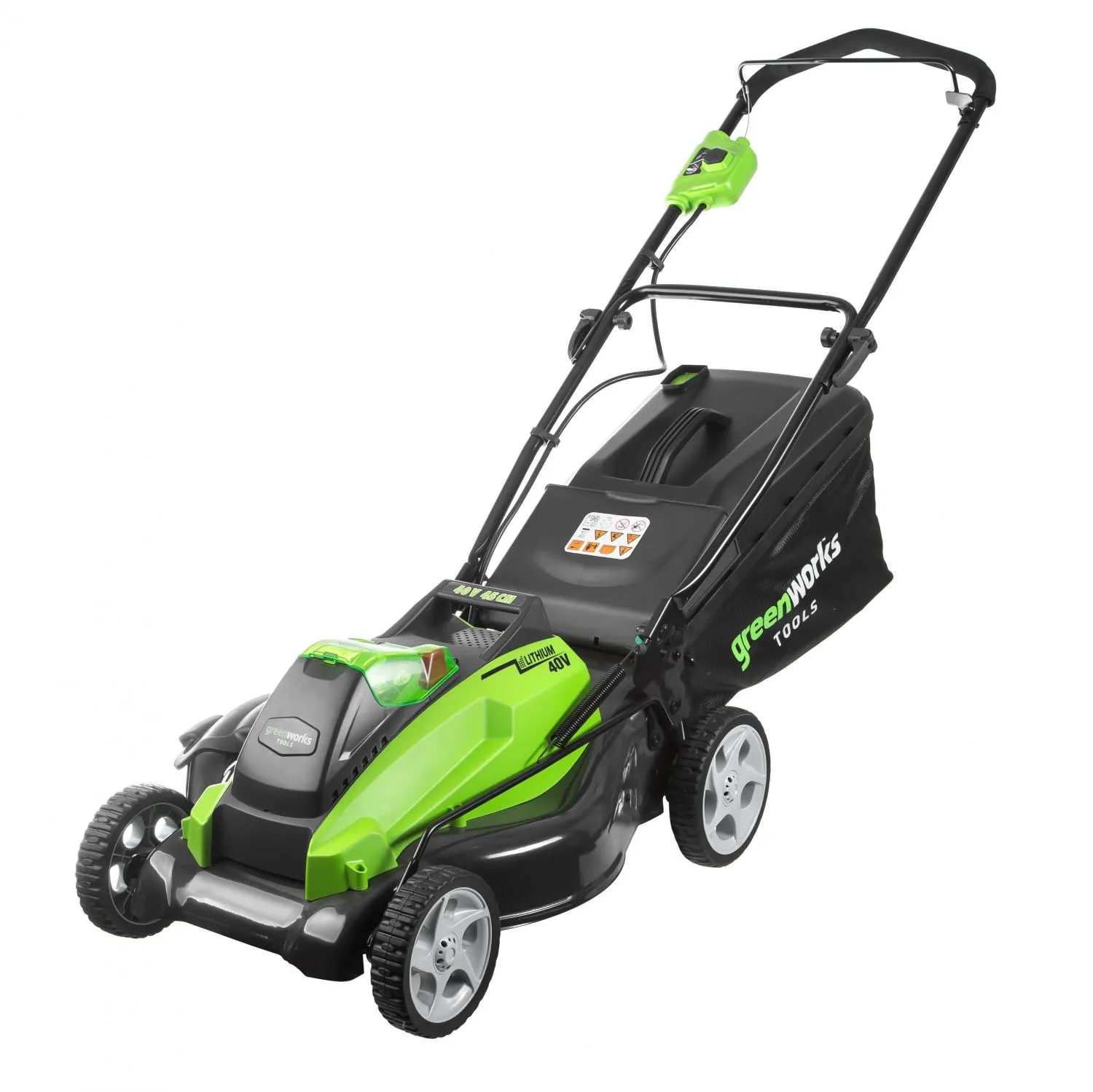 фото аккумуляторная газонокосилка greenworks g40lm45 (2500107) без аккум и зу